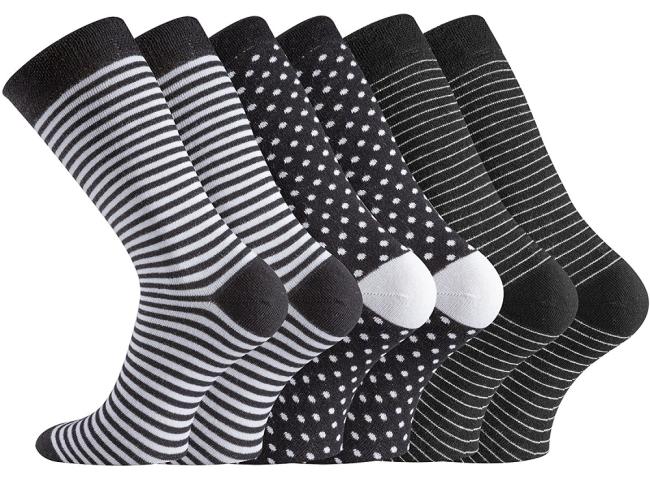 6 Paar TippTexx 24 Damensocken Black & White